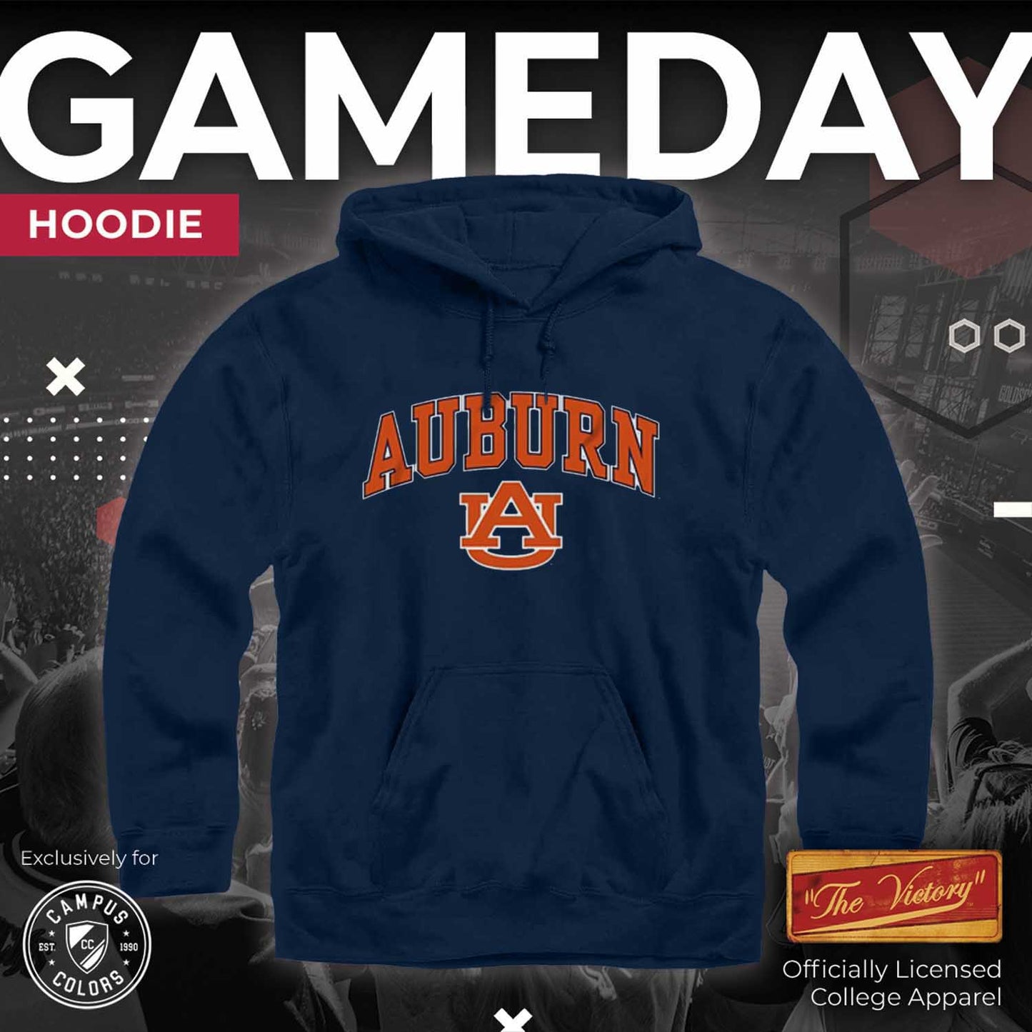 Auburn Tigers Campus Colors Adult Arch & Logo Soft Style Gameday Hooded Sweatshirt  - Navy