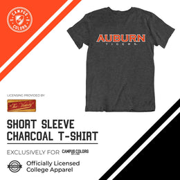 Auburn Tigers Campus Colors NCAA Adult Cotton Blend Charcoal Tagless T-Shirt - Charcoal