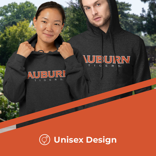 Auburn Tigers NCAA Adult Cotton Blend Charcoal Hooded Sweatshirt - Charcoal