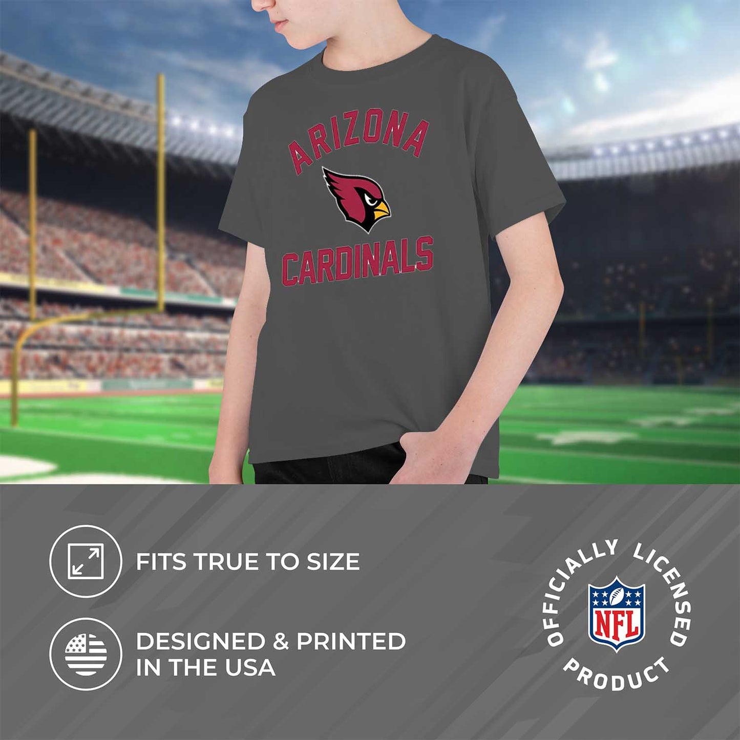 Arizona Cardinals NFL Youth Gameday Football T-Shirt - Charcoal