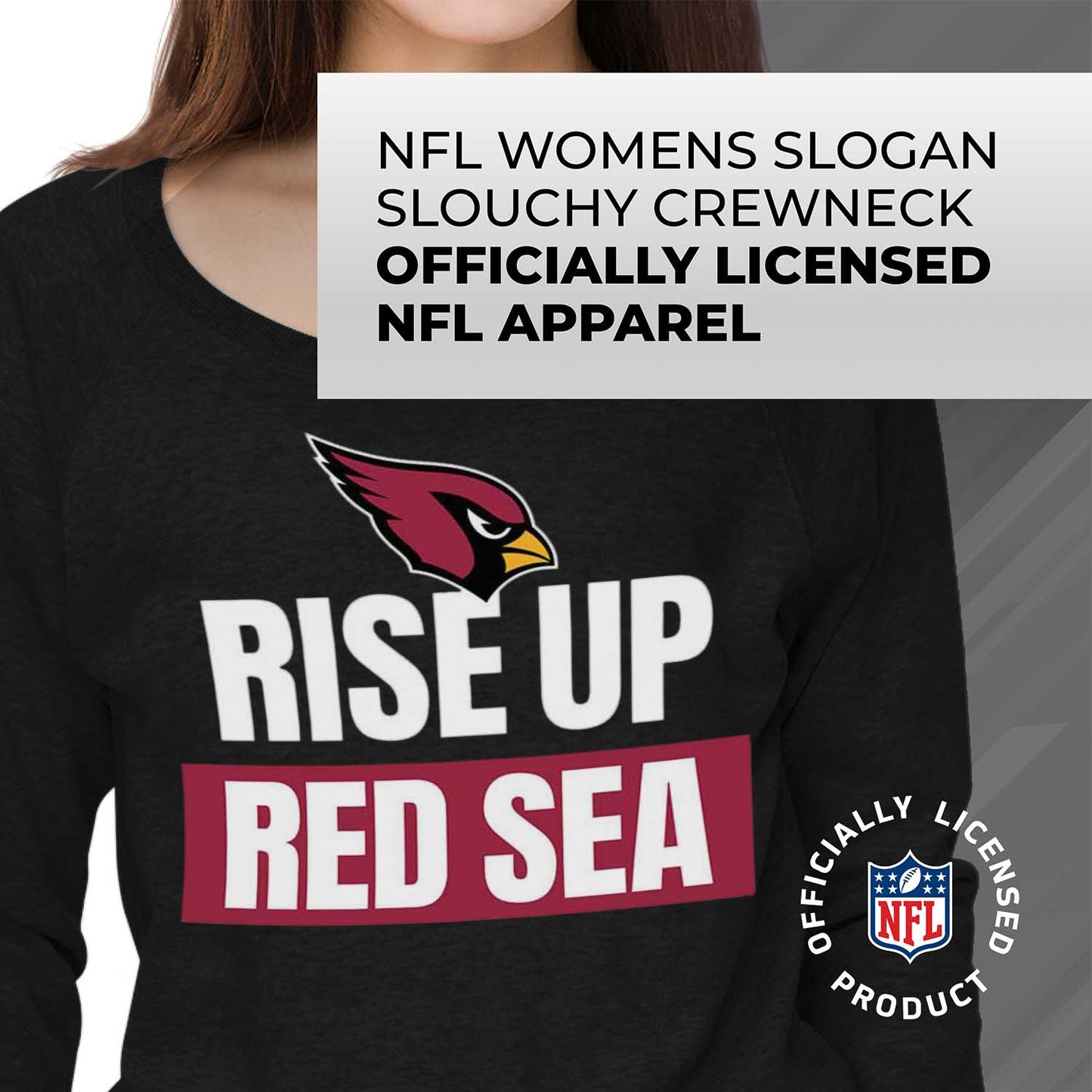 Arizona Cardinals NFL Womens Plus Size Team Slogan Crew Neck - Black