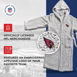 Arizona Cardinals NFL Plush Hooded Robe with Pockets - Gray