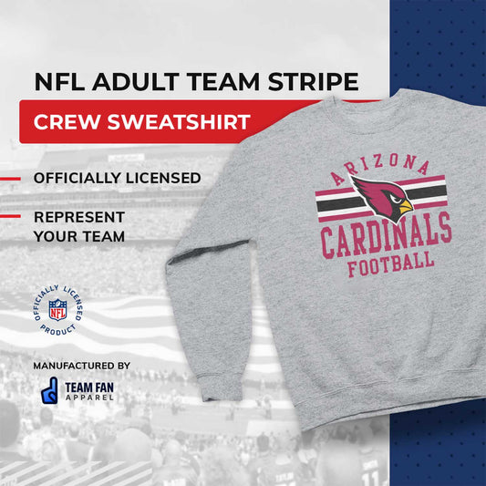 Arizona Cardinals NFL Team Stripe Crew Sweatshirt - Sport Gray