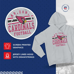 Arizona Cardinals NFL Team Stripe Hooded Sweatshirt- Soft Pullover Sports Hoodie For Men & Women - Sport Gray