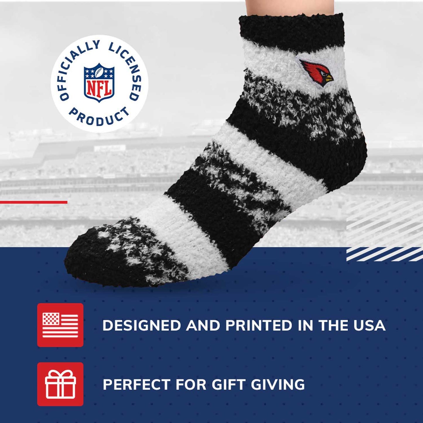 Arizona Cardinals NFL Cozy Soft Slipper Socks - Black