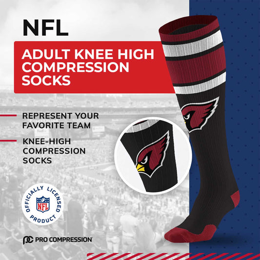 Arizona Cardinals NFL Adult Knee High-Performance Socks - Black