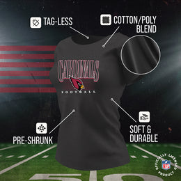 Arizona Cardinals NFL Womens Overtime Blueprint Tag-Less T-Shirt - Black