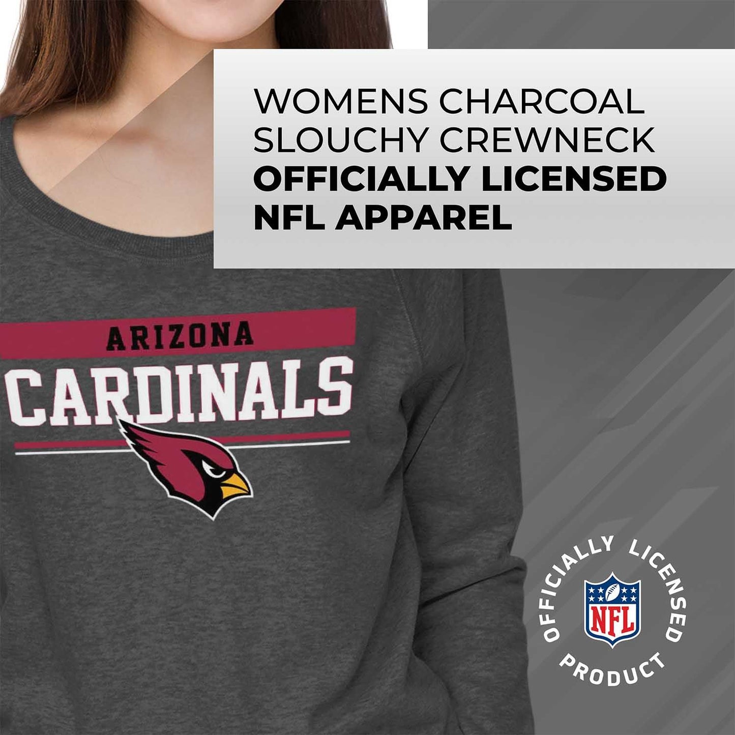 Arizona Cardinals NFL Womens Charcoal Crew Neck Football Apparel - Charcoal