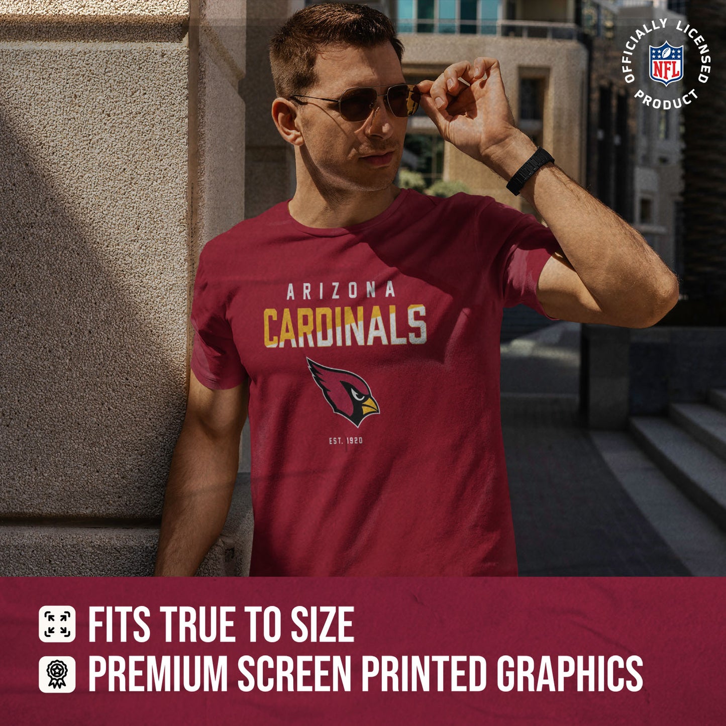 Arizona Cardinals Adult NFL Diagonal Fade Color Block T-Shirt - Cardinal