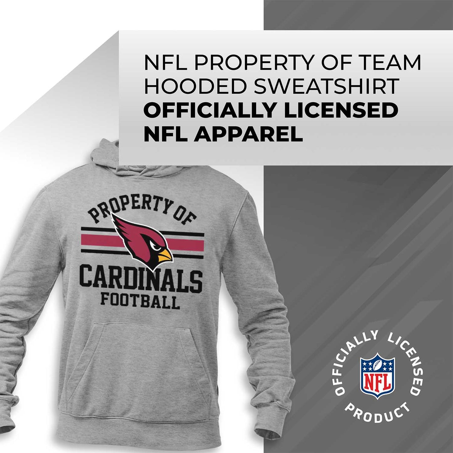 Arizona Cardinals NFL Adult Property Of Hooded Sweatshirt - Sport Gray