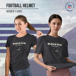 Baltimore Ravens Women's NFL Football Helmet Short Sleeve Tagless T-Shirt - Charcoal