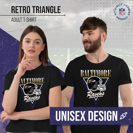 Baltimore Ravens NFL Adult Retro Triangle Unisex T-Shirt - Black