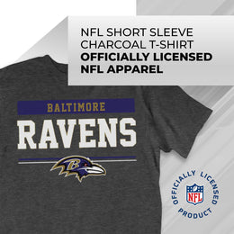 Baltimore Ravens NFL Adult Team Block Tagless T-Shirt - Charcoal