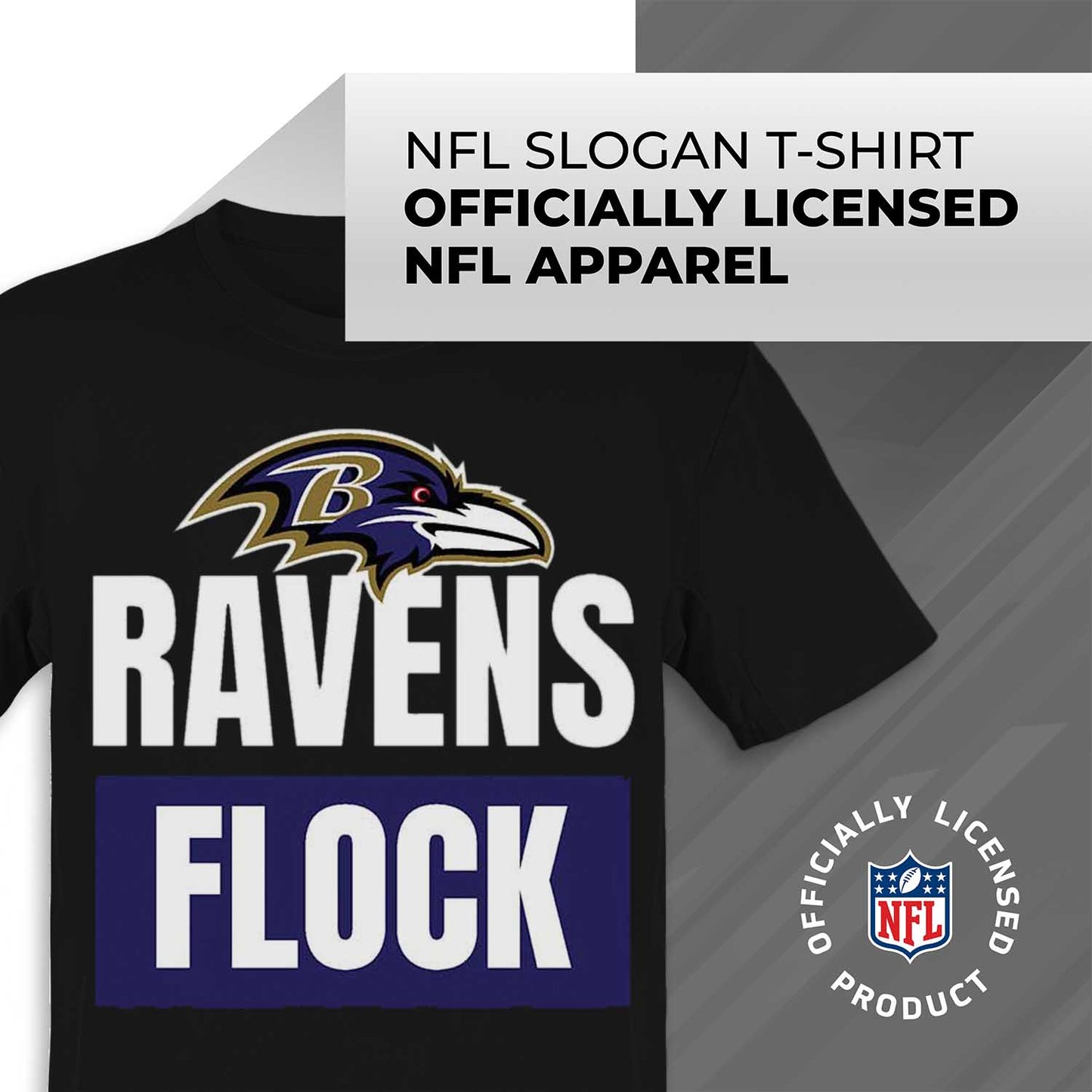 Baltimore Ravens NFL Adult Team Slogan Unisex T-Shirt - Black