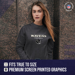 Baltimore Ravens Women's NFL Football Helmet Charcoal Slouchy Crewneck -Tagless Lightweight Pullover - Charcoal