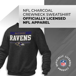 Baltimore Ravens NFL Adult Long Sleeve Team Block Charcoal Crewneck Sweatshirt - Charcoal