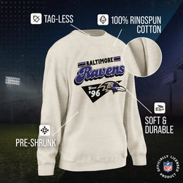 Baltimore Ravens NFL Womens Groovy Retro Slouchy Crewneck - Off White