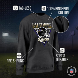 Baltimore Ravens NFL Womens Retro Triangle Slouchy Crewneck - Heather Charcoal