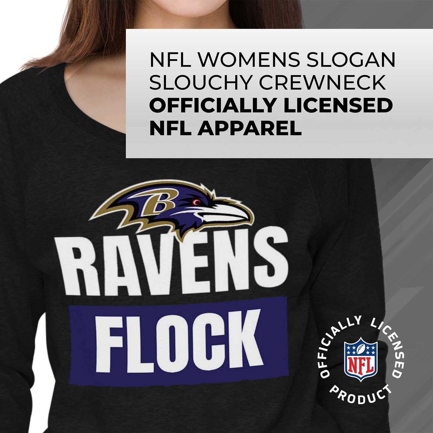 Baltimore Ravens NFL Womens Team Slogan Crew Neck - Black