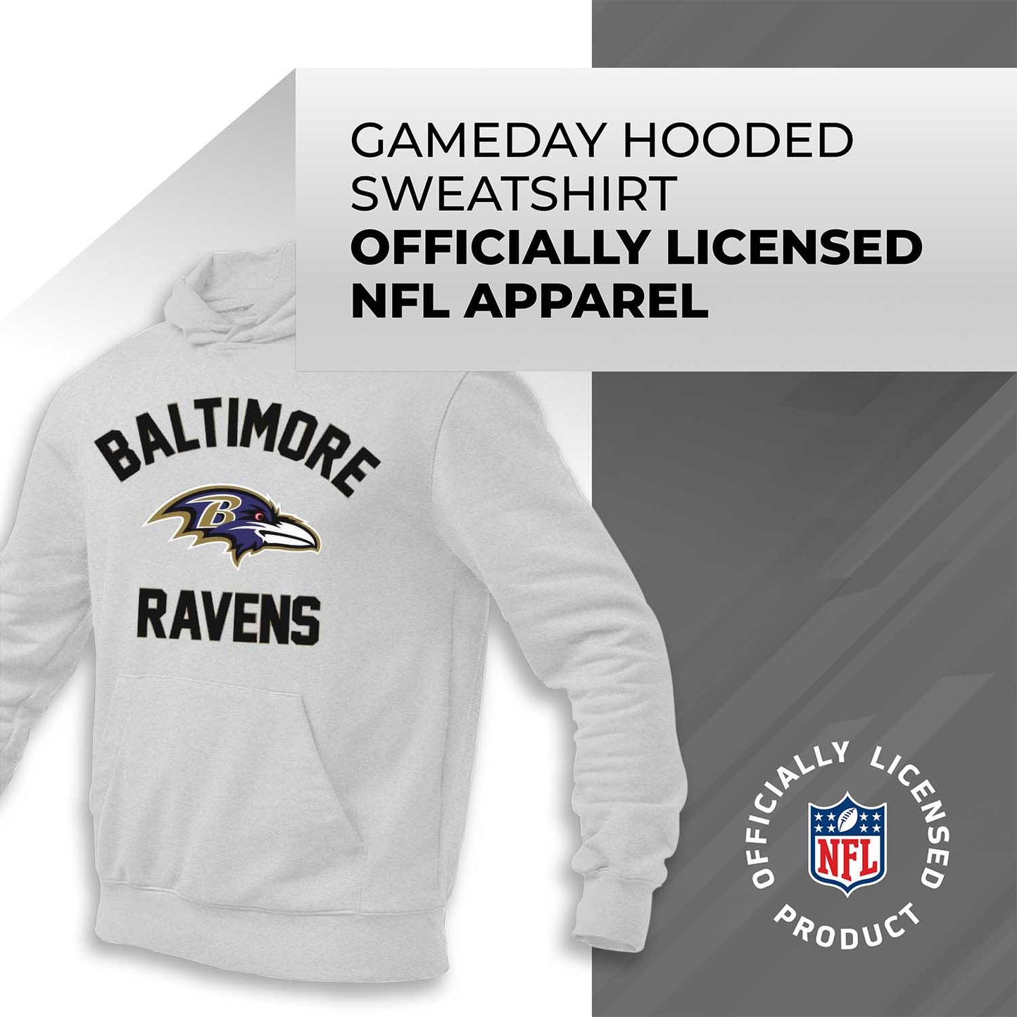 Baltimore Ravens NFL Adult Gameday Hooded Sweatshirt - Sport Gray