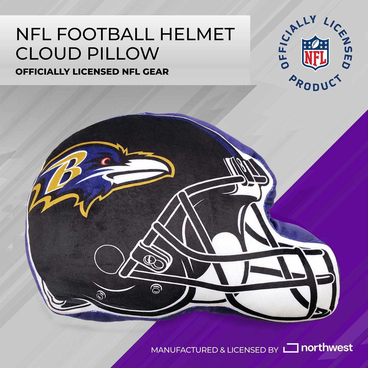 Baltimore Ravens NFL Helmet Football Super Soft Plush Pillow - Black