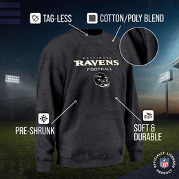 Baltimore Ravens Adult NFL Football Helmet Heather Crewneck Sweatshirt - Charcoal