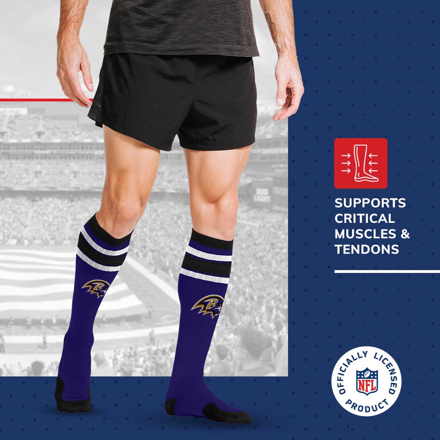 Baltimore Ravens NFL Adult Knee High-Performance Socks - Purple