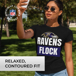Baltimore Ravens NFL Womens Team Slogan Short Sleeve Tshirt - Black