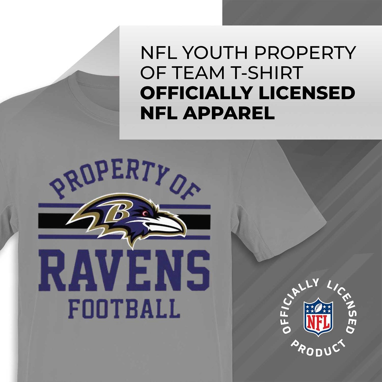 Baltimore Ravens NFL Youth Property Of Short Sleeve Lightweight T Shirt - Sport Gray