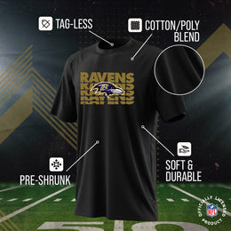 Baltimore Ravens NFL Youth Repeating Logo Football T-Shirt Unisex Tag Free Comfortable - Black