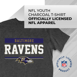 Baltimore Ravens NFL Youth Short Sleeve Charcoal T Shirt - Charcoal