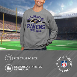 Baltimore Ravens NFL Adult Property Of Crewneck Fleece Sweatshirt - Sport Gray