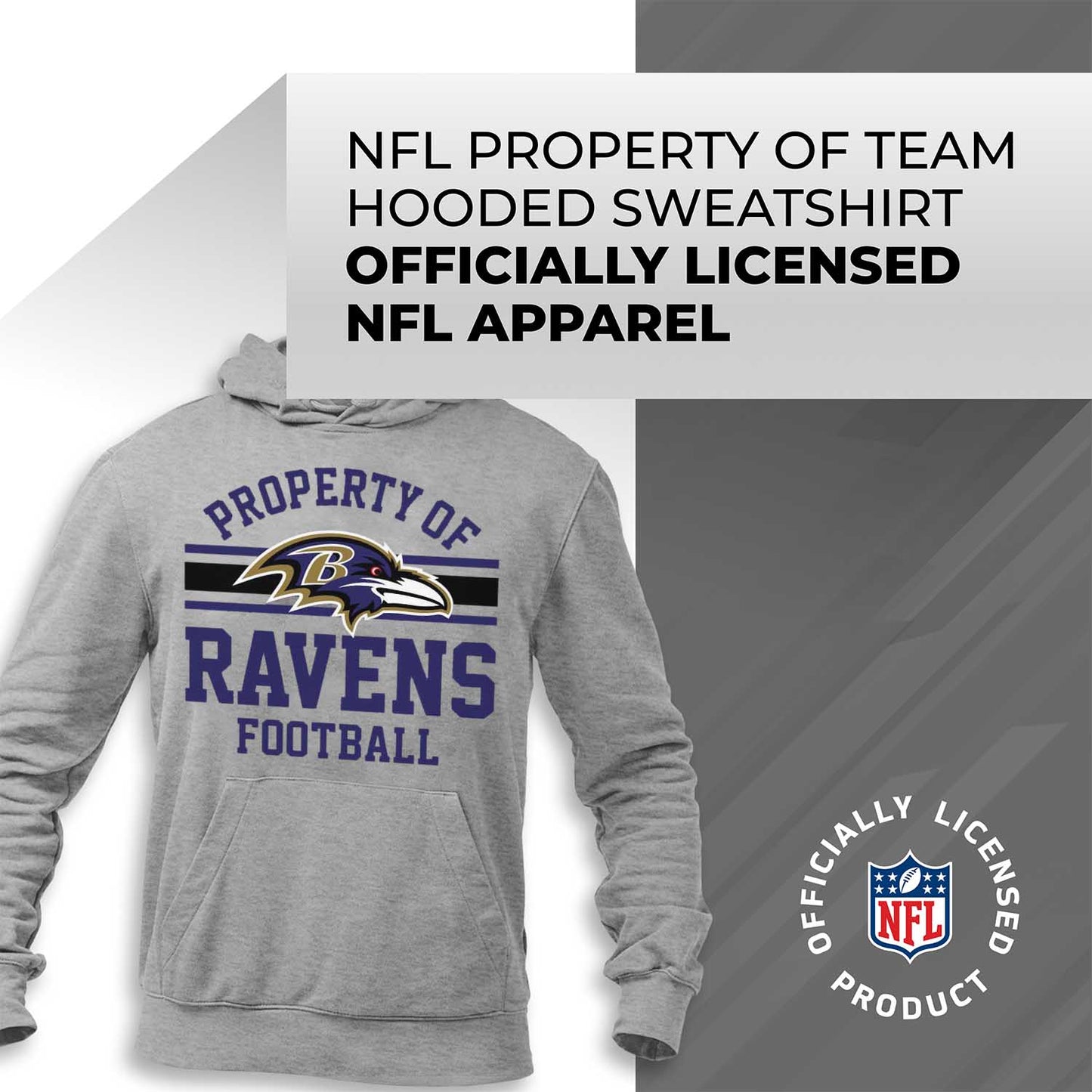 Baltimore Ravens NFL Adult Property Of Hooded Sweatshirt - Sport Gray