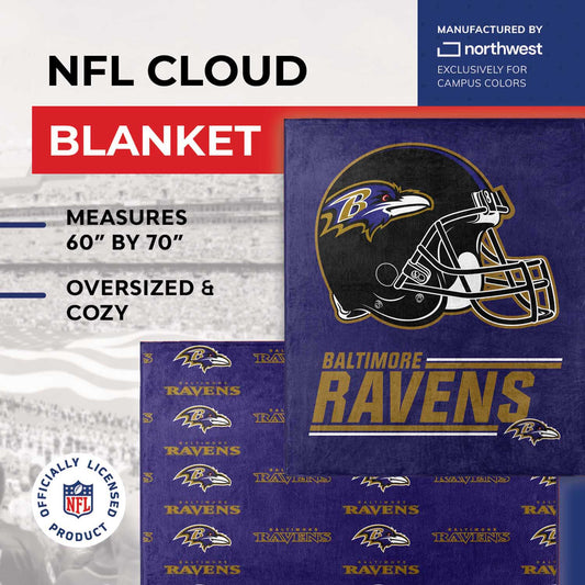 Baltimore Ravens NFL Double Sided Blanket - Purple