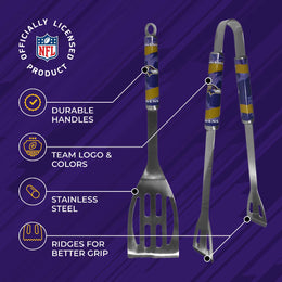 Baltimore Ravens NFL Two Piece Grilling Tools Set with 2 Magnet Chip Clips - Chrome