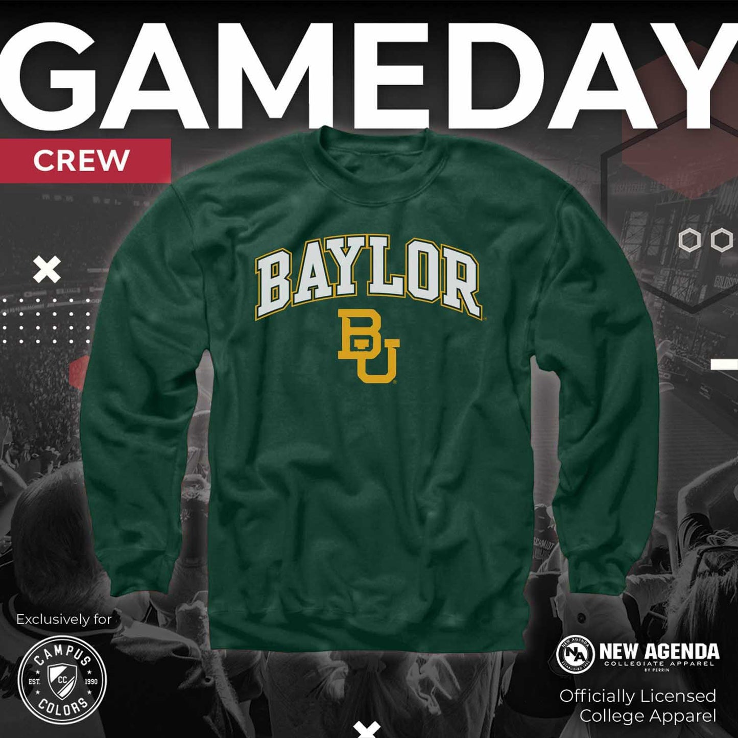 Baylor Bears Adult Arch & Logo Soft Style Gameday Crewneck Sweatshirt - Team Color