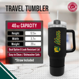 Baylor Bears Collegiate 40oz Stainless Steel Travel Tumbler with Handle for Mom - Black