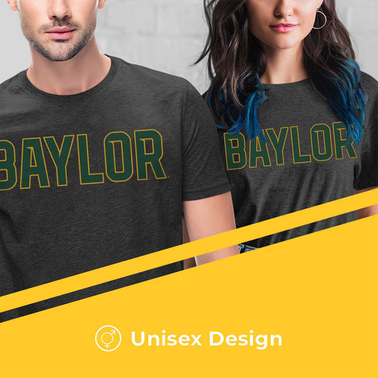 Baylor Bears Campus Colors NCAA Adult Cotton Blend Charcoal Tagless T-Shirt - Charcoal