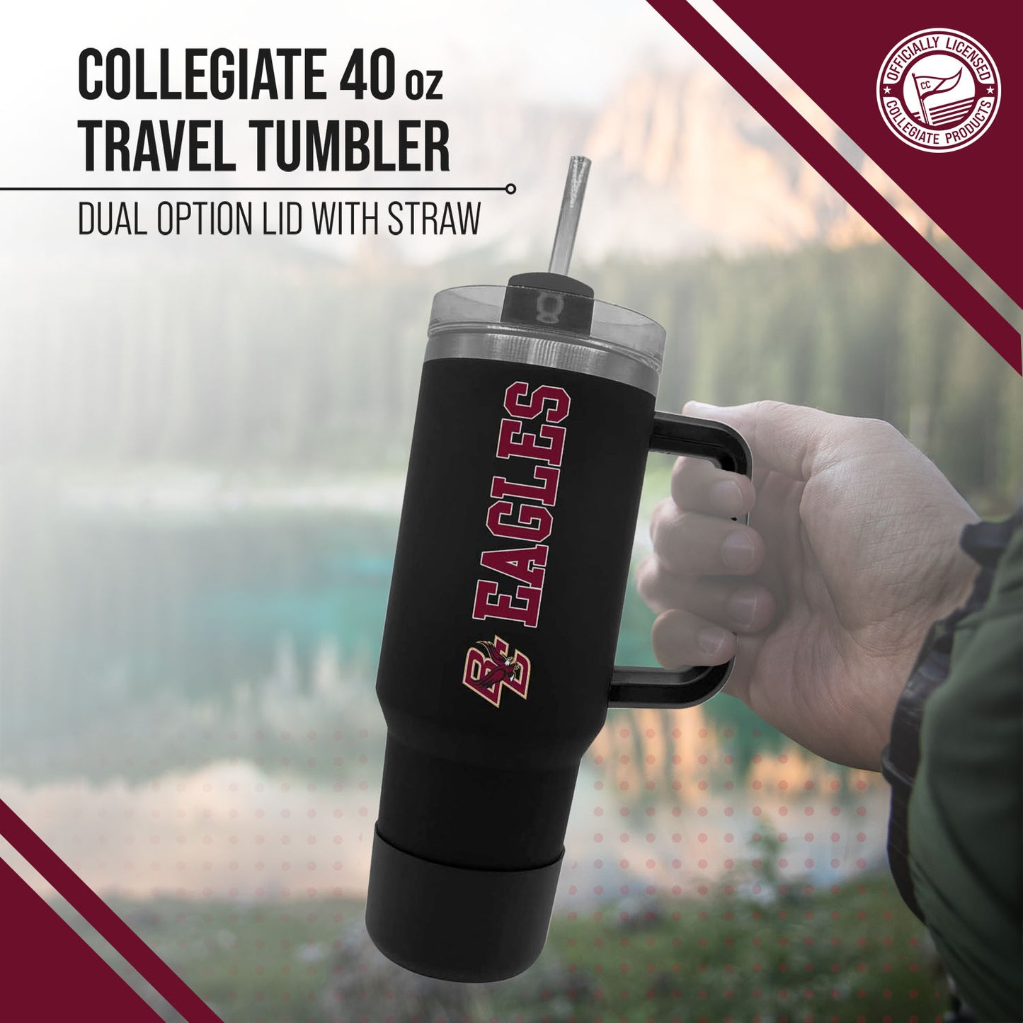 Boston College Eagles College & University 40 oz Travel Tumbler With Handle - Black