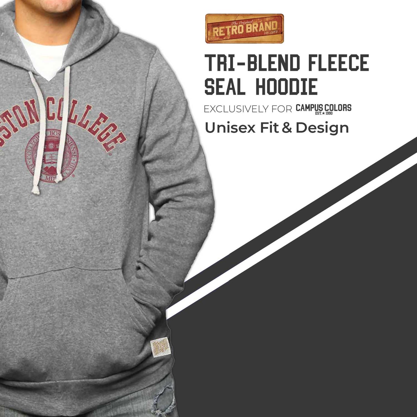 Boston College Eagles College Gray University Seal Hooded Sweatshirt - Gray