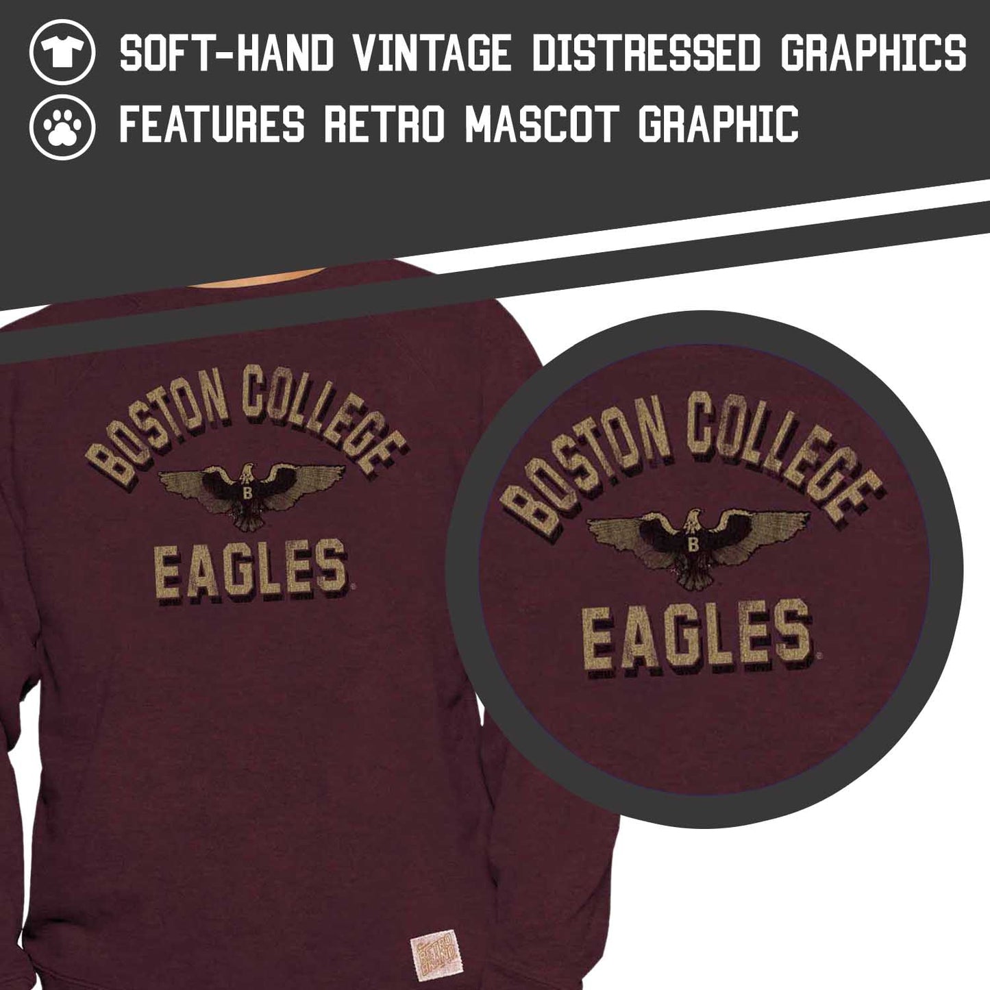 Boston College Eagles Adult University Crewneck - Maroon