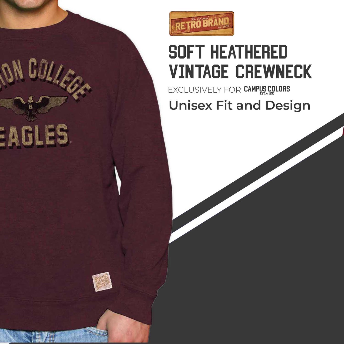 Boston College Eagles Adult University Crewneck - Maroon
