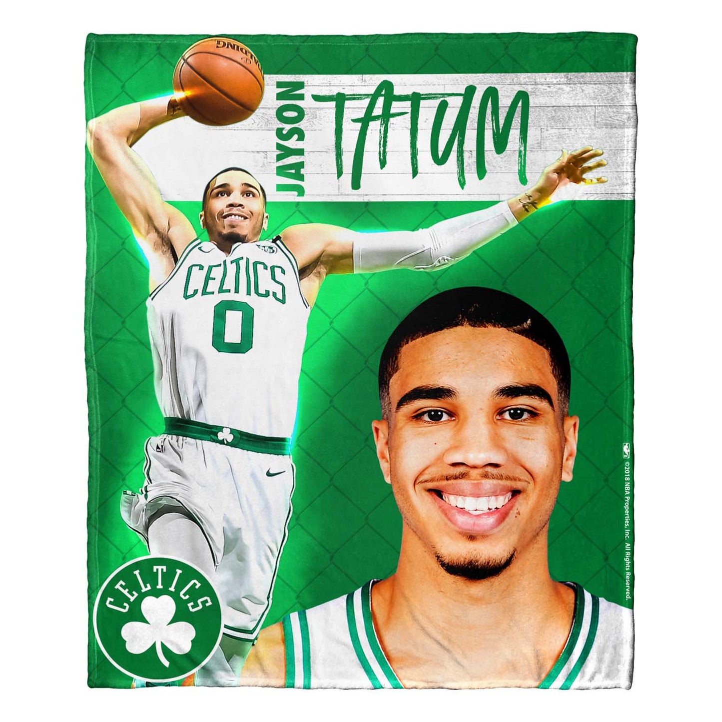 Boston Celtics NBA Hi-Def Jason Tatum Silk Blanket - Green