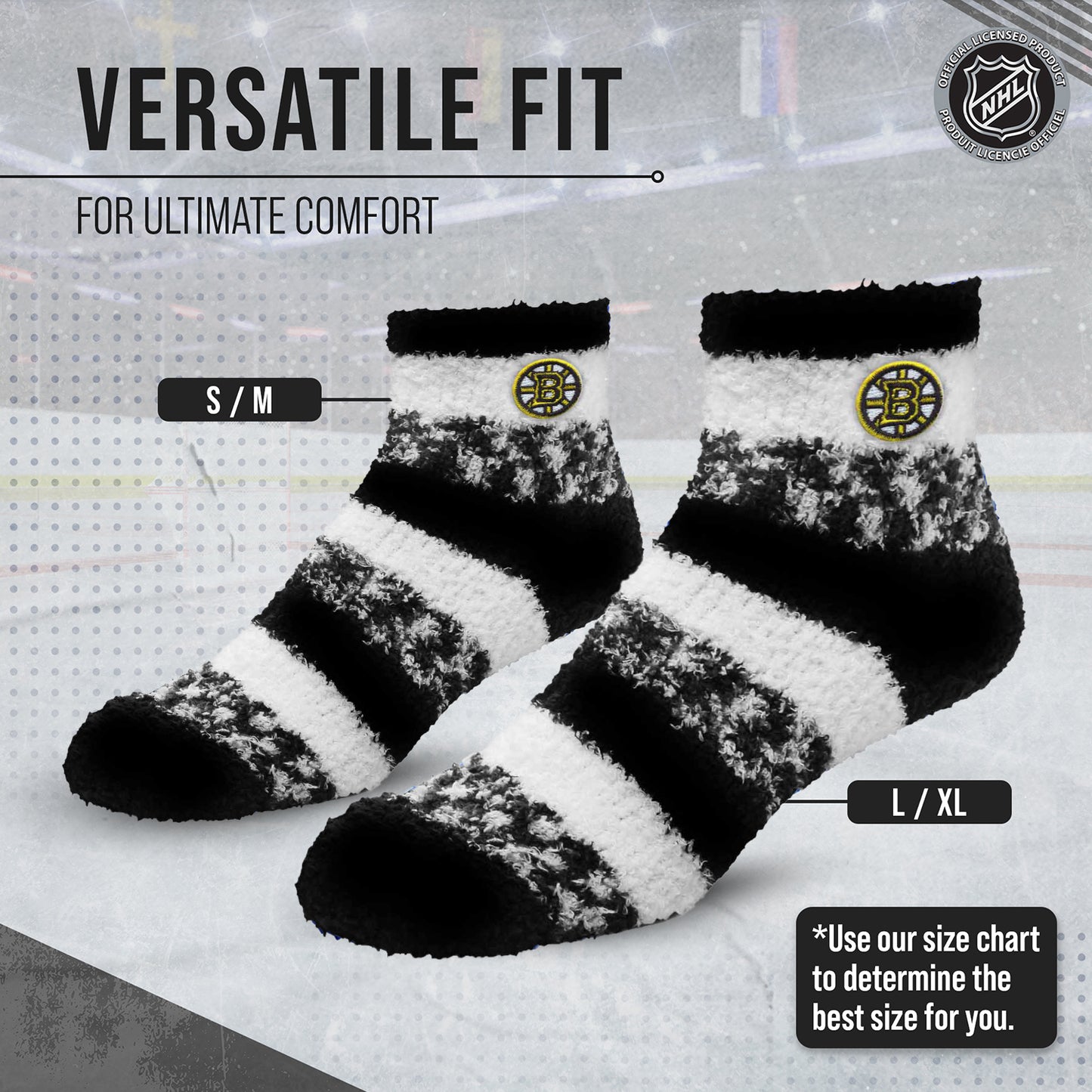 Boston  Bruins NHL Unisex Cozy Sleep Socks - Black