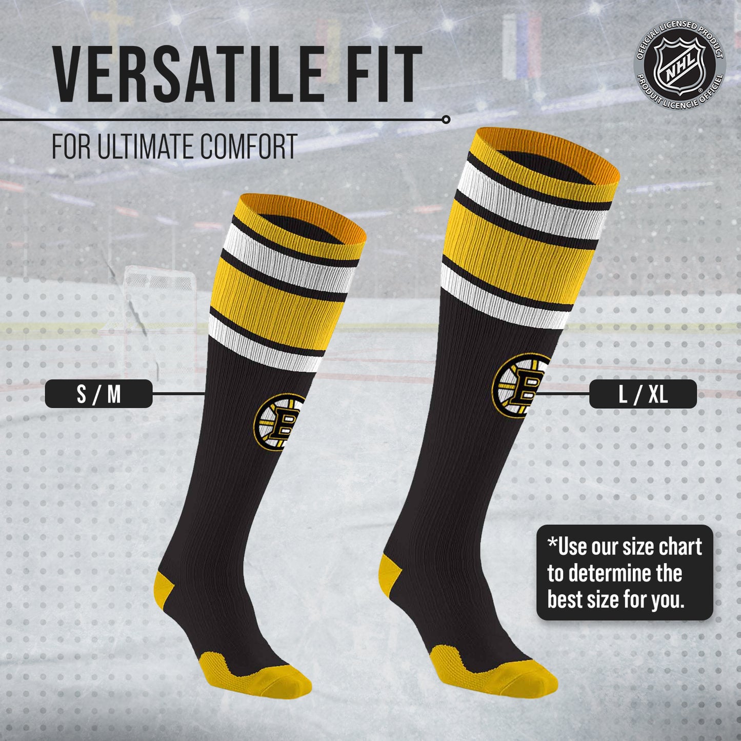 Boston  Bruins NHL Adult Knee High-Performance Socks - Black