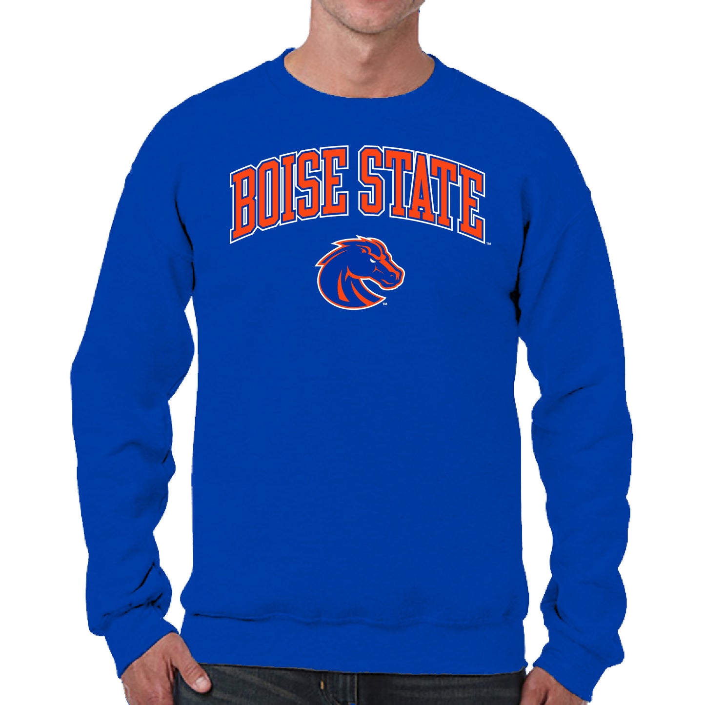 Boise State Broncos Adult Arch & Logo Soft Style Gameday Crewneck Sweatshirt - Royal
