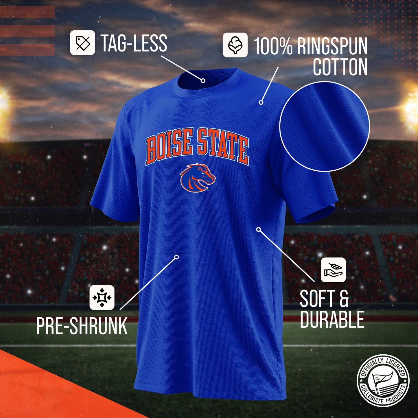 Boise State Broncos NCAA Adult Gameday Cotton T-Shirt - Royal