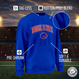Boise State Broncos Adult Arch & Logo Soft Style Gameday Crewneck Sweatshirt - Royal