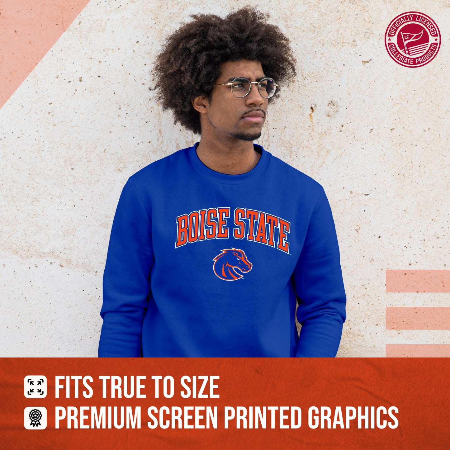Boise State Broncos Adult Arch & Logo Soft Style Gameday Crewneck Sweatshirt - Royal