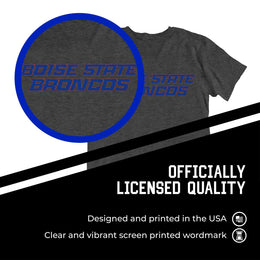 Boise State Broncos Campus Colors NCAA Adult Cotton Blend Charcoal Tagless T-Shirt - Charcoal